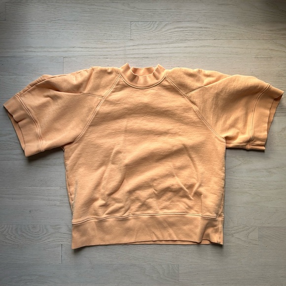 Agolde Orange sherbert cotton short puff sleeve sweatshirt size SMALL - Picture 1 of 3